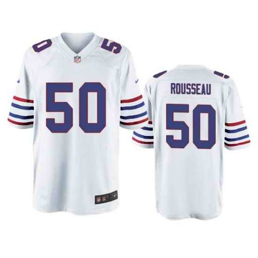 Men Buffalo Bills #50 Gregory Rousseau Nike White Alternate Game Player NFL Jersey